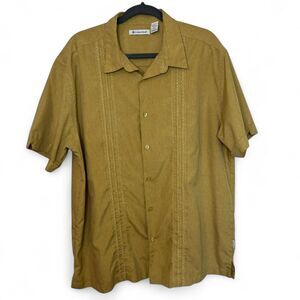 Cubavera Men's Gold Guayavera Button Shirt. Size XL World Culture Retro Indie